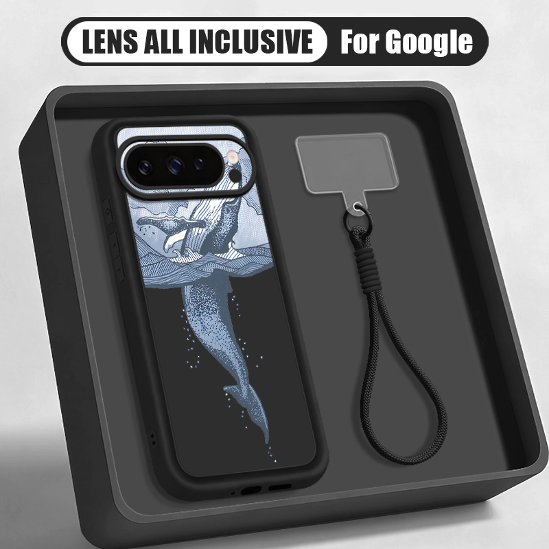 Google Pixel 9 - 혹등고래 프린트 손목 스트랩 끈 케이스